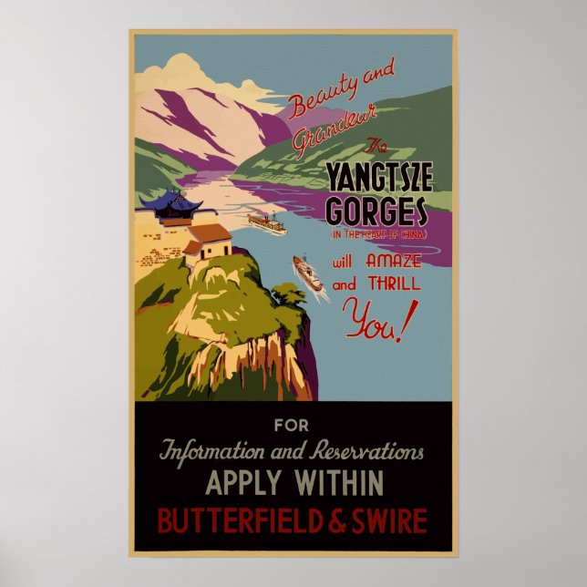 Póster Viagens vintage da China (Frente)