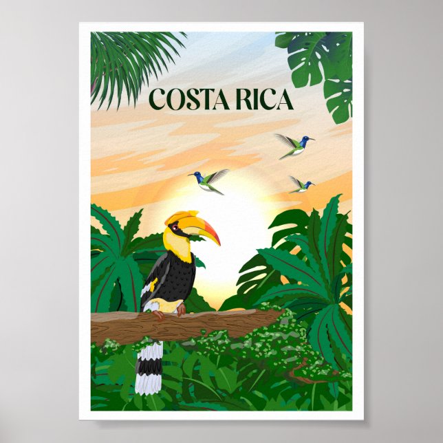 Poster viagens vintage da Costa Rica (Frente)