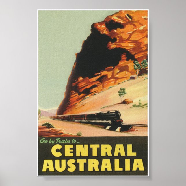 Poster Viagens vintage da  da Austrália Central (Frente)