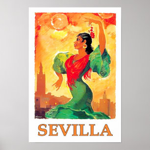 Poster Viagens vintage da Espanha Sevilla