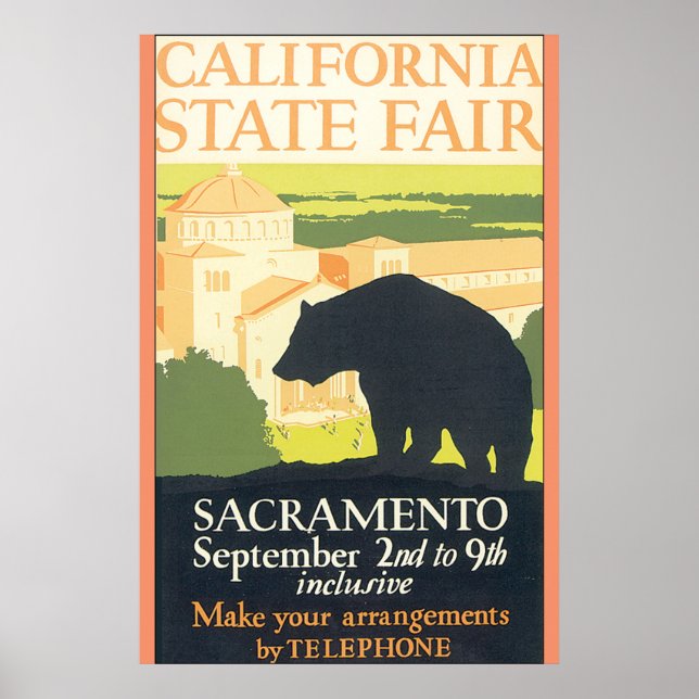 Póster Viagens vintage da Feira do Estado da Califórnia (Frente)