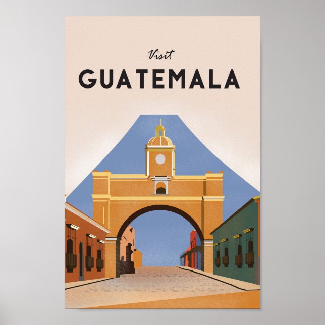 Poster Viagens vintage da Guatemala (Frente)