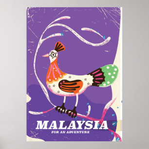 Póster Viagens vintage da Malásia