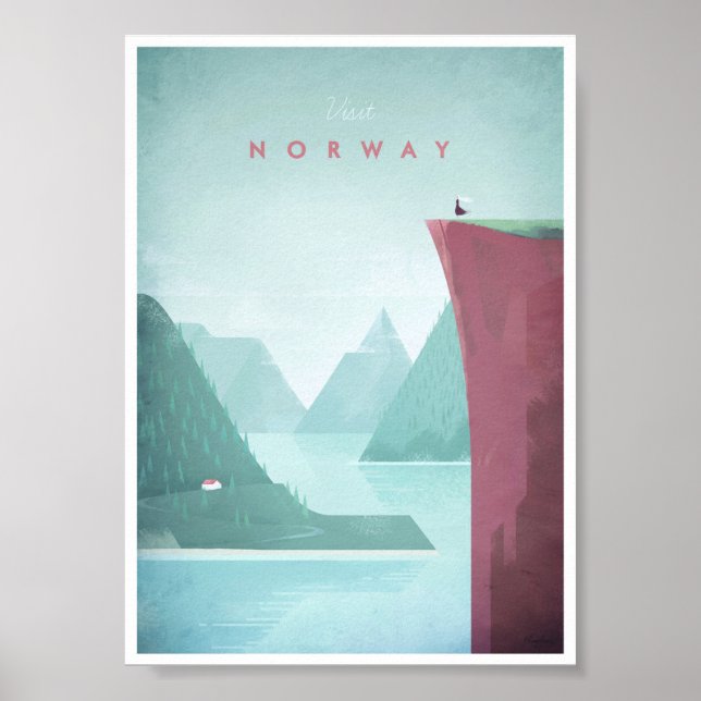 Poster Viagens vintage da Noruega (Frente)