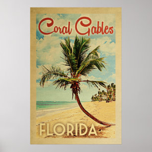 Poster Viagens vintage da palmeira de Coral Gables