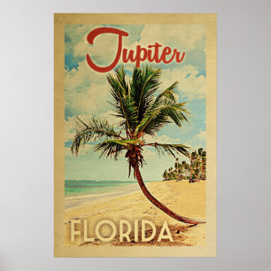 Poster Viagens vintage da palmeira de Jupiter