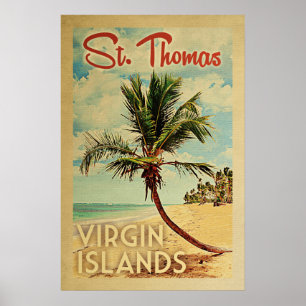 Poster Viagens vintage da palmeira de St Thomas