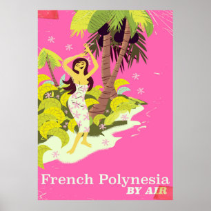 Poster Viagens vintage da Polinésia Francesa