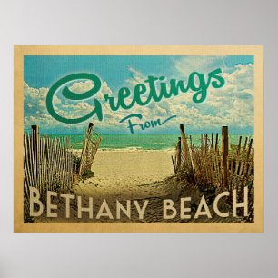 Poster Viagens vintage da praia de Bethany