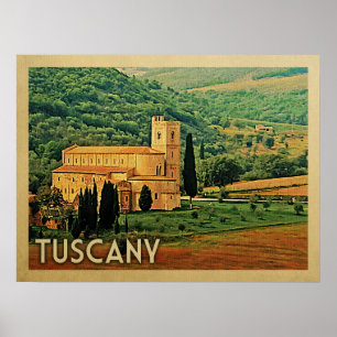 Poster Viagens vintage da Toscana Itália