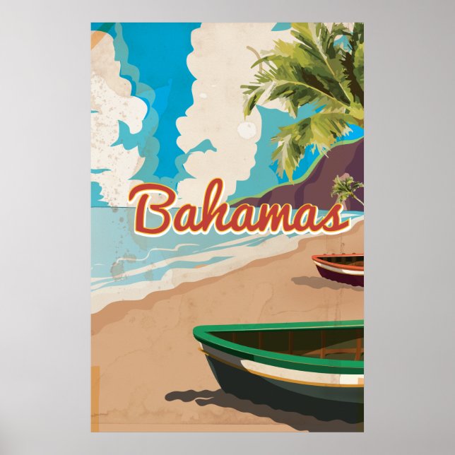 Póster Viagens vintage das Bahamas (Frente)
