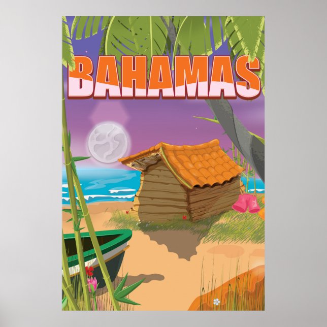 Poster Viagens vintage das Bahamas (Frente)