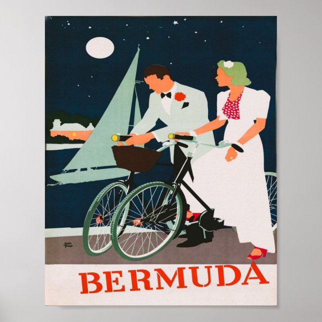 Poster Viagens vintage das Bermudas (Frente)