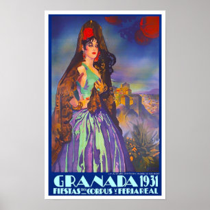 Poster viagens vintage de 1931 Feria de Granada
