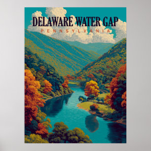 Poster Viagens vintage de água de Delaware