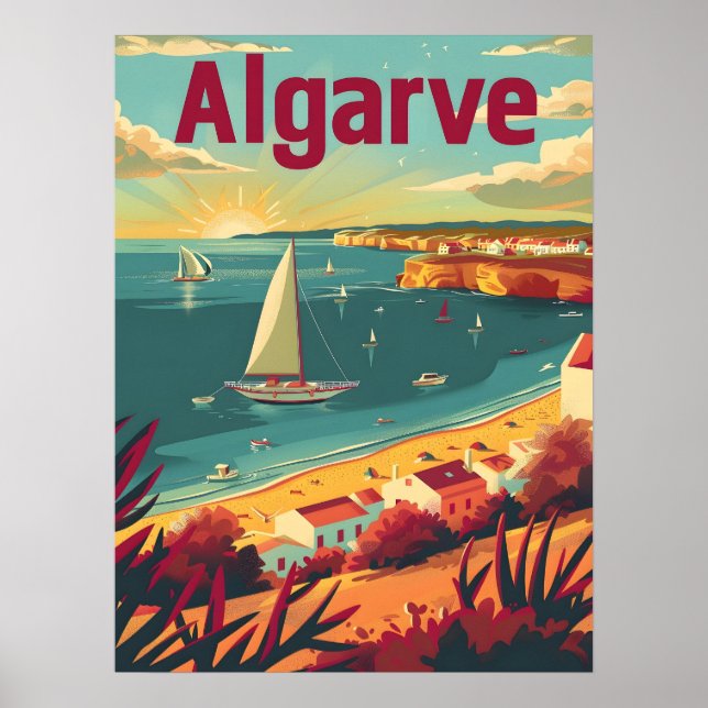 Poster Viagens vintage de Algarve (Frente)