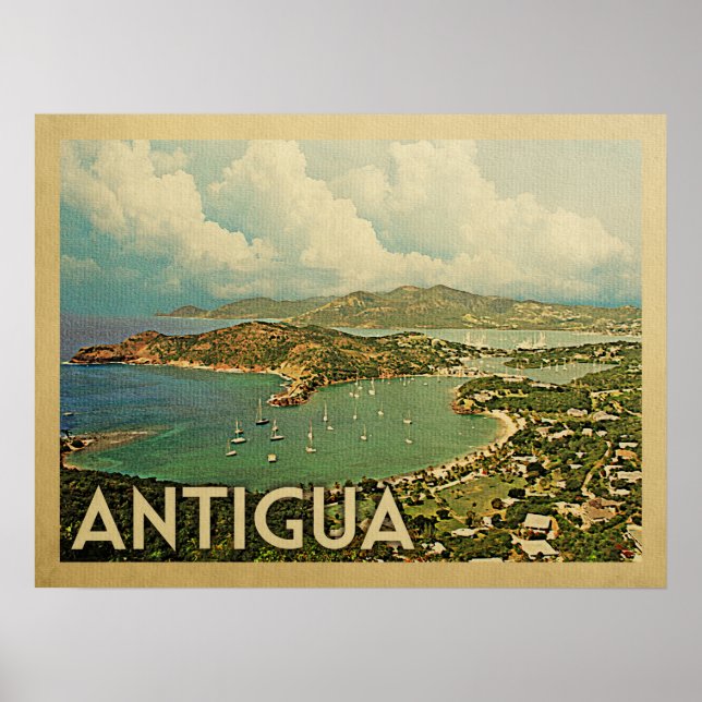 Poster Viagens vintage de Antígua (Frente)