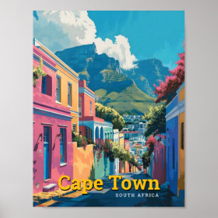 Poster Viagens vintage de Arte da África do Sul do Cabo