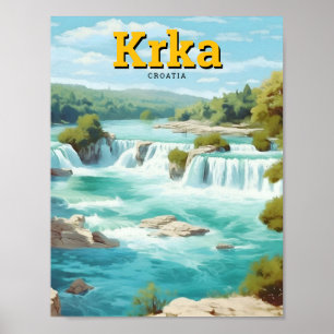 Poster Viagens vintage de Arte do Krka National Park Croá