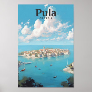 Poster Viagens vintage de Arte Pula Croácia