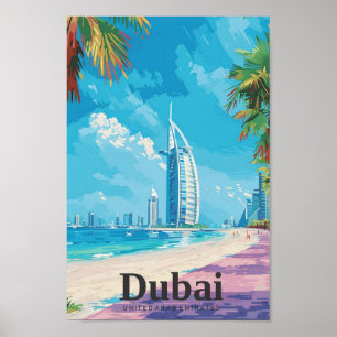 Poster Viagens vintage de Arte UAE de Dubai
