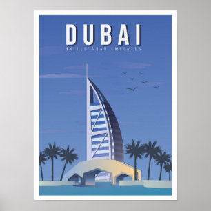 Poster Viagens vintage de Arte UAE, Emirados Árabes Unido