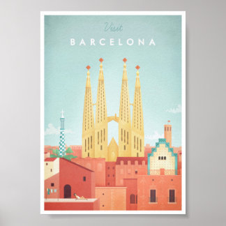Póster Viagens vintage de Barcelona