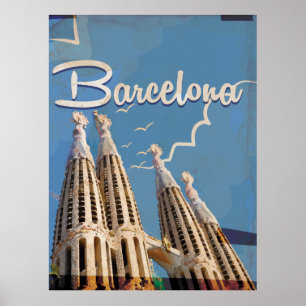 Poster Viagens vintage de Barcelona