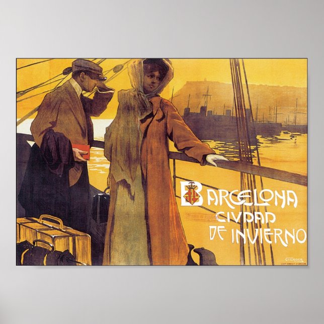 Póster Viagens vintage de Barcelona (Frente)