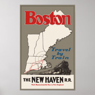 Póster Viagens vintage de Boston