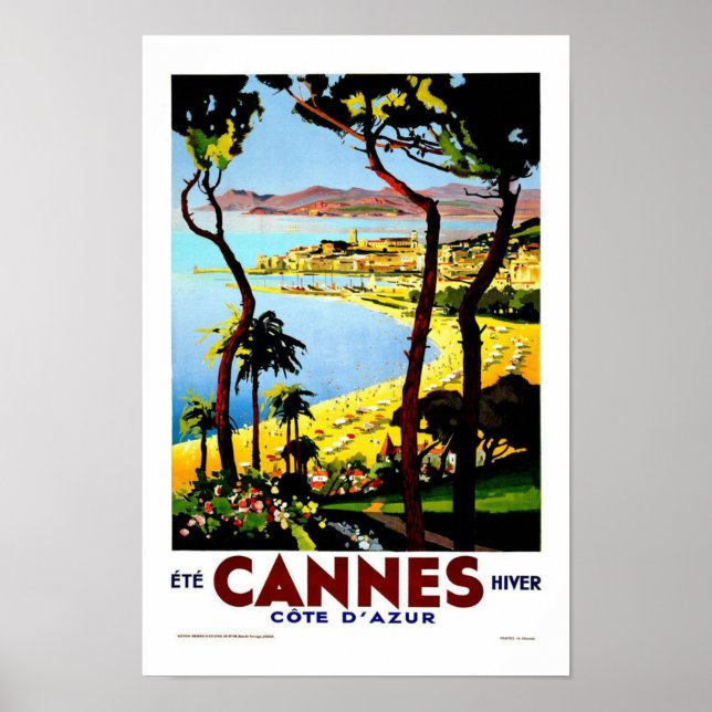Póster Viagens vintage de Cannes France (Frente)