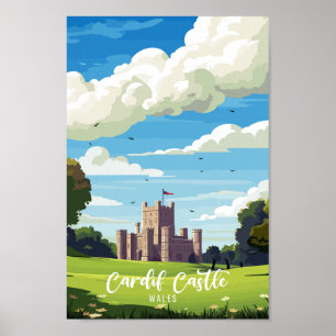 Poster Viagens vintage de Cardiff Castle Wales