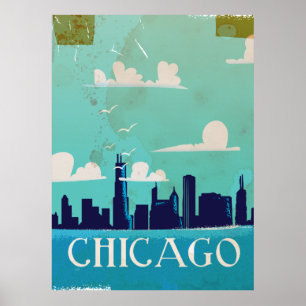 Póster viagens vintage de Chicago