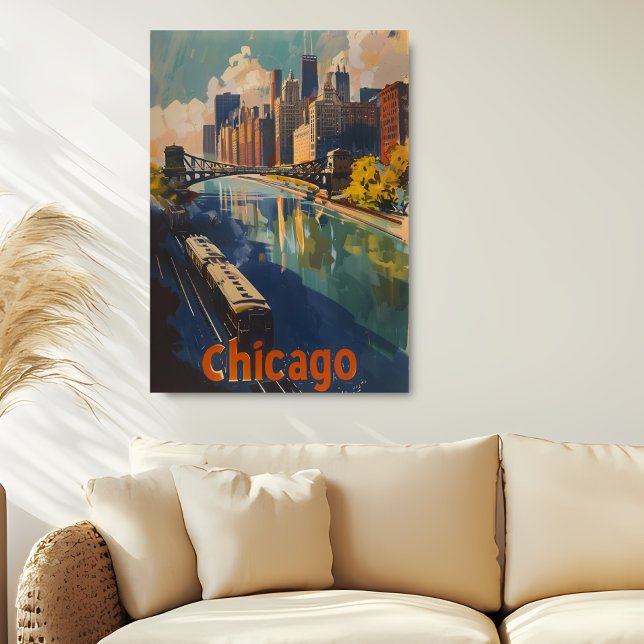 Poster Viagens vintage de Chicago (Criador carregado)
