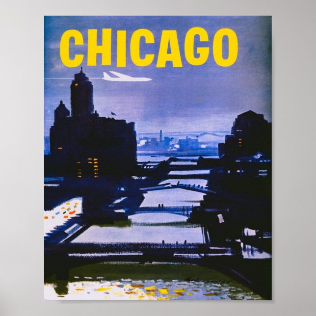 Poster Viagens vintage de Chicago (Frente)