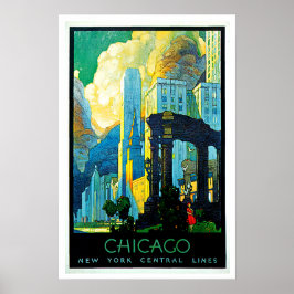 Póster Viagens vintage de Chicago Illinois