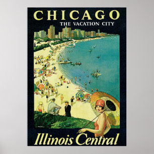 Poster Viagens vintage de Chicago, Illinois América