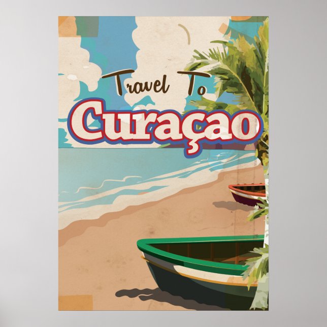 Poster Viagens vintage de Curaçau. (Frente)