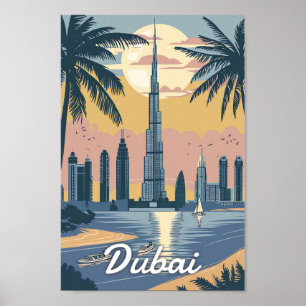 Poster Viagens vintage de Dubai Emirados Árabes Unidos