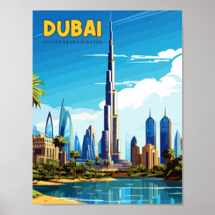 Poster Viagens vintage de Dubai Emirados Árabes Unidos