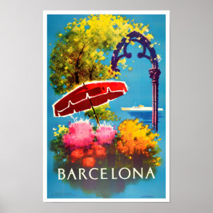 Poster Viagens vintage de Espanha de Barcelona