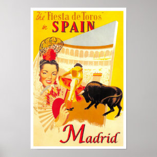Poster Viagens vintage de Espanha Madrid