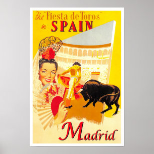 Poster Viagens vintage de Espanha Madrid