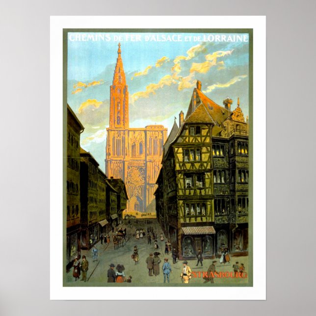 Poster Viagens vintage de Estrasburgo (Frente)