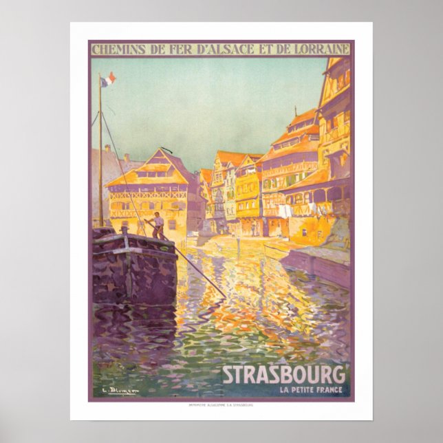 Póster Viagens vintage de Estrasburgo (Frente)