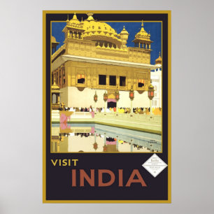 Póster Viagens vintage de India da visita