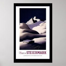 Póster viagens vintage de "inverno em Steiermark"