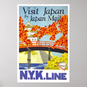 Póster Viagens vintage de Japão da visita