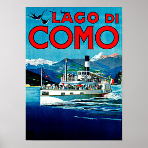 Poster Viagens vintage de Lago di Como Lago Italia