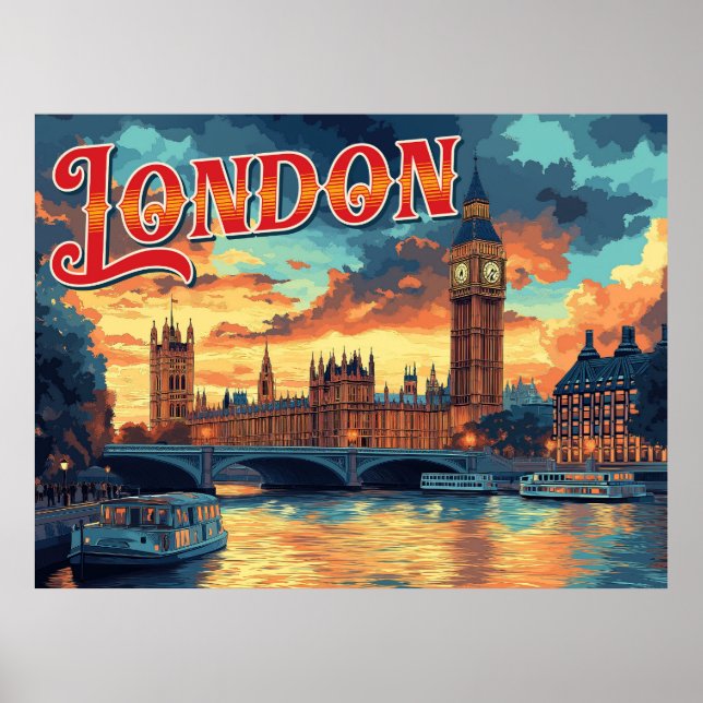 Poster Viagens vintage de Londres (Frente)